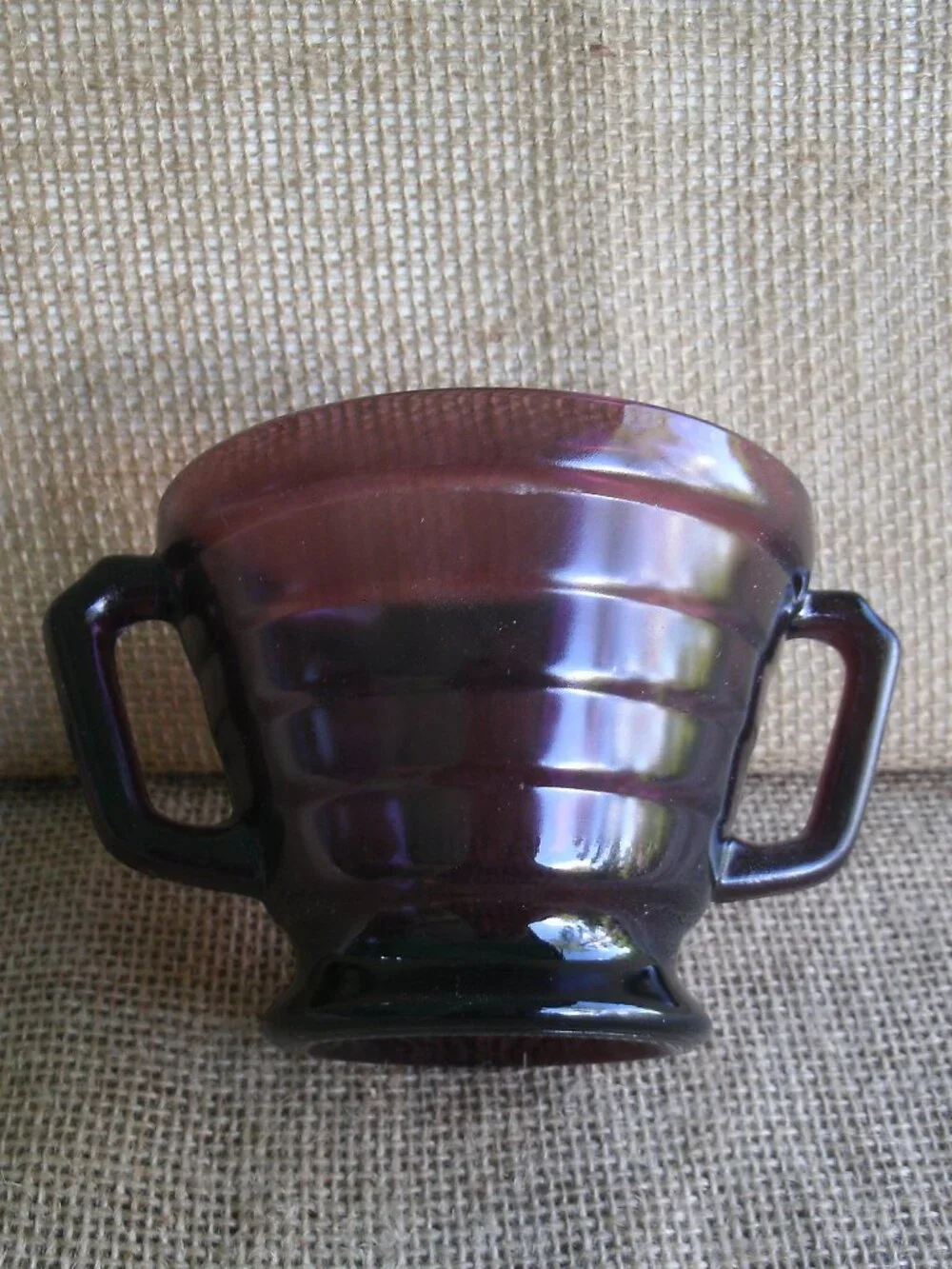 Vintage Hazel Atlas Amethyst Moderntone Open Sugar Bowl